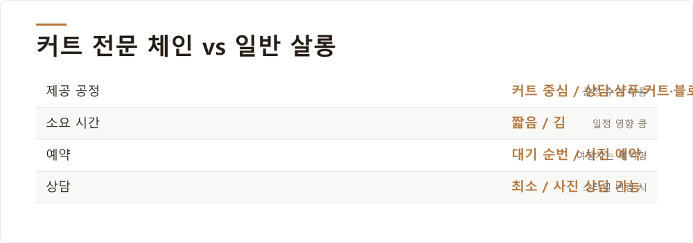 커트 전문 체인 vs 일반 살롱