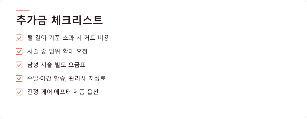 추가금 체크리스트
